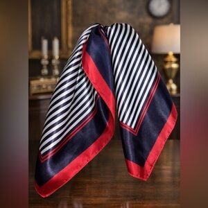 Elegant Striped Navy and Red Scarf